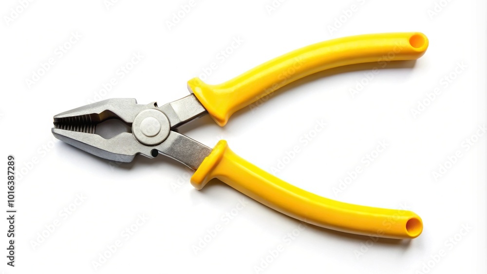 Pair of yellow pliers on white background symmetrical Pair of yellow pliers on white background symmetrical