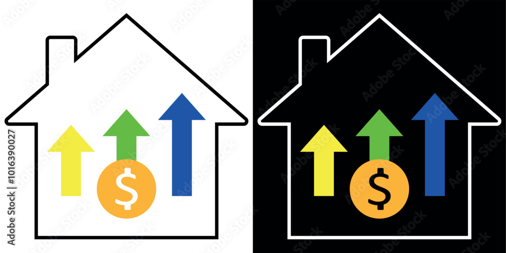 Real Estate Value Growth. A Visual Representation of Rising Home Equity and Investment Returns. Vector illustration isolated on white background. Real Estate Value Growth. A Visual Representation of Rising Home Equity and Investment Returns. Vector illustration isolated on white background.