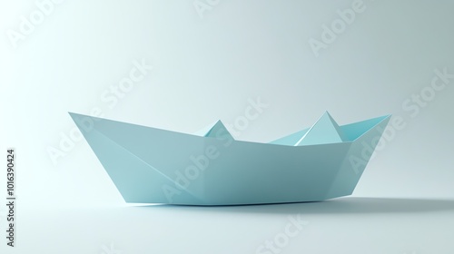 A white paper boat on a light blue background.