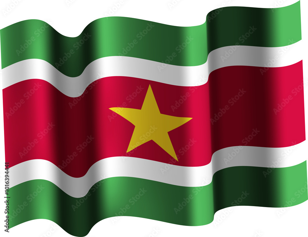 Obraz premium Suriname Realistic 3D Waving Flag