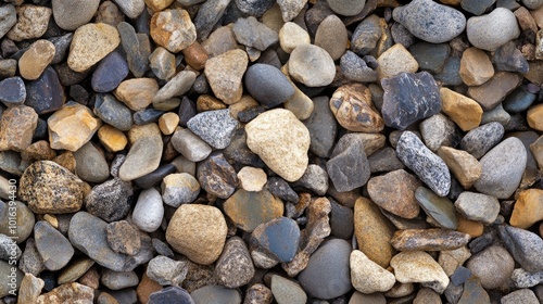 Close-up of gravel scattered across the ground, copy space above