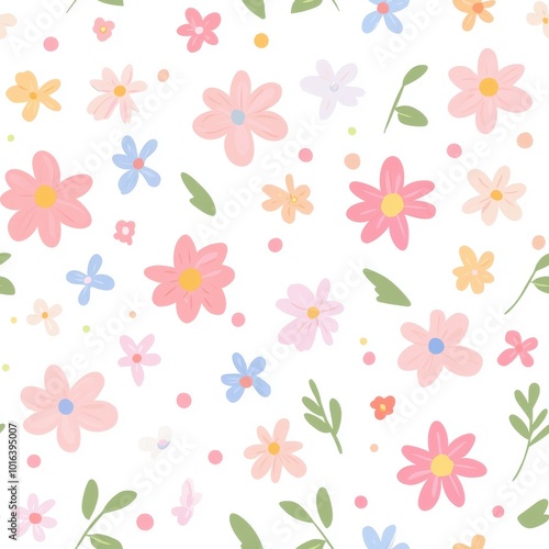 Wallpaper Mural Soft Geometric Florals in Pastel Colors Torontodigital.ca