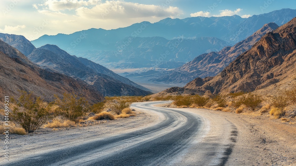 Fototapeta premium Mountainous area with an asphalt road