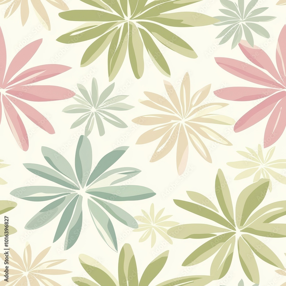 Fototapeta premium Pastel Daisy Shapes in a Seamless Design