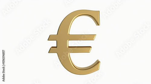 Euro Currency Symbol Isolated on White Background – 3D Metallic Euro Sign for Financial, Business, and Economic Concepts