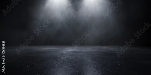 Empty Dark Floor with Spotlight for Photography Background