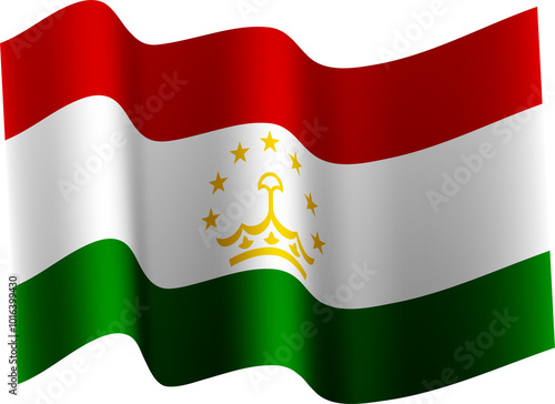 Tajikistan Realistic 3D Waving Flag photo