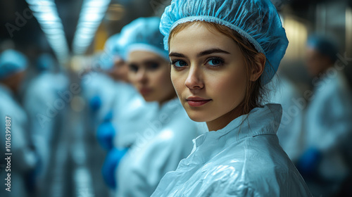 Fototapeta Naklejka Na Ścianę i Meble -  Young culinary students in a professional kitchen during a practical training session at a culinary school