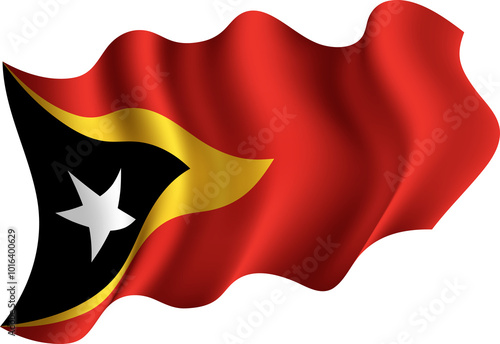 Timor-Leste Realistic 3D Waving Flag