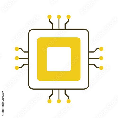 AI Central Processing Unit for Machine Learning Vector Icon Design