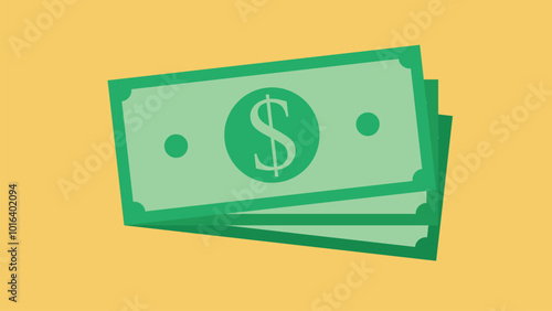 Money graphic. Green dollar cash. Color icon. Flat design vector illustration. 