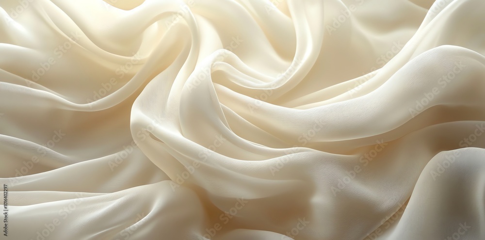 Soft white fabric with elegant folds and waves. Soft white fabric with elegant folds and waves.