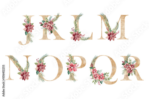 Watercolor floral alphabet.