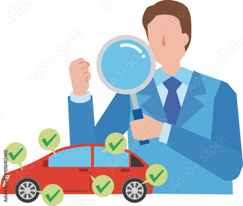 自動車を査定する男性