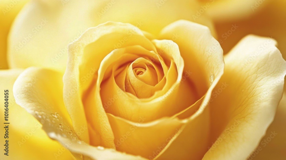 Close-up of a yellow rose in full bloom, its petals detailed and glowing in the soft sunlight Close-up of a yellow rose in full bloom, its petals detailed and glowing in the soft sunlight