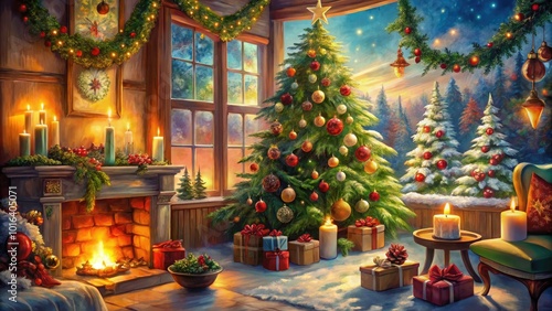 Wallpaper Mural Aesthetic Christmas Drawings Featuring Festive Decor, Cozy Scenes, and Holiday Elements in Soft Colors Torontodigital.ca