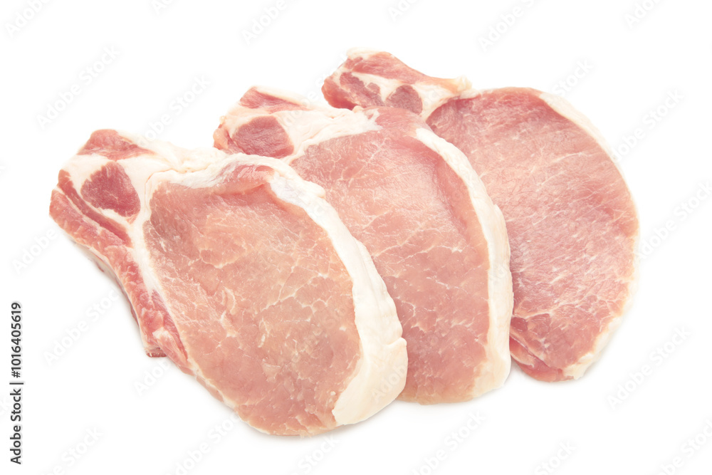 Sliced raw pork meat isolated on white background. Sliced raw pork meat isolated on white background.