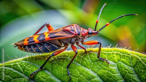 Wallpaper Mural A Leaf Footed Bug in sharp focus on a lush green leaf, showcasing its unique attributes amidst its natural setting. Torontodigital.ca