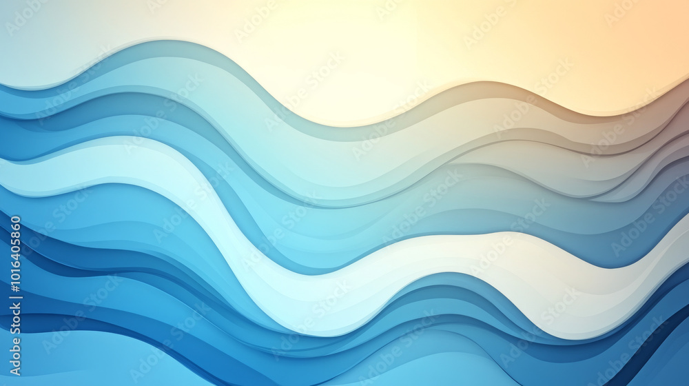Fototapeta premium Abstract background with wavy, layered lines in shades of blue and white.