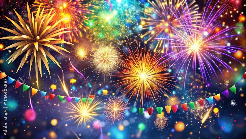 Vibrant fireworks explosion against a transparent background, surrounded by colorful confetti and shiny New Year's decorations, perfect for celebrating the start of 2025. Vibrant fireworks explosion against a transparent background, surrounded by colorful confetti and shiny New Year's decorations, perfect for celebrating the start of 2025.