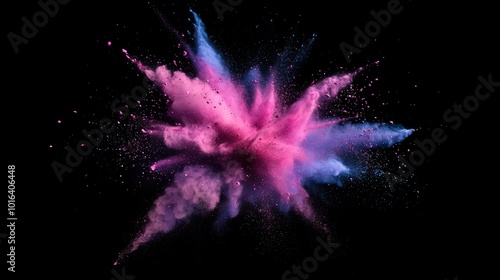 A colorful explosion of pink, blue, and purple powder photo