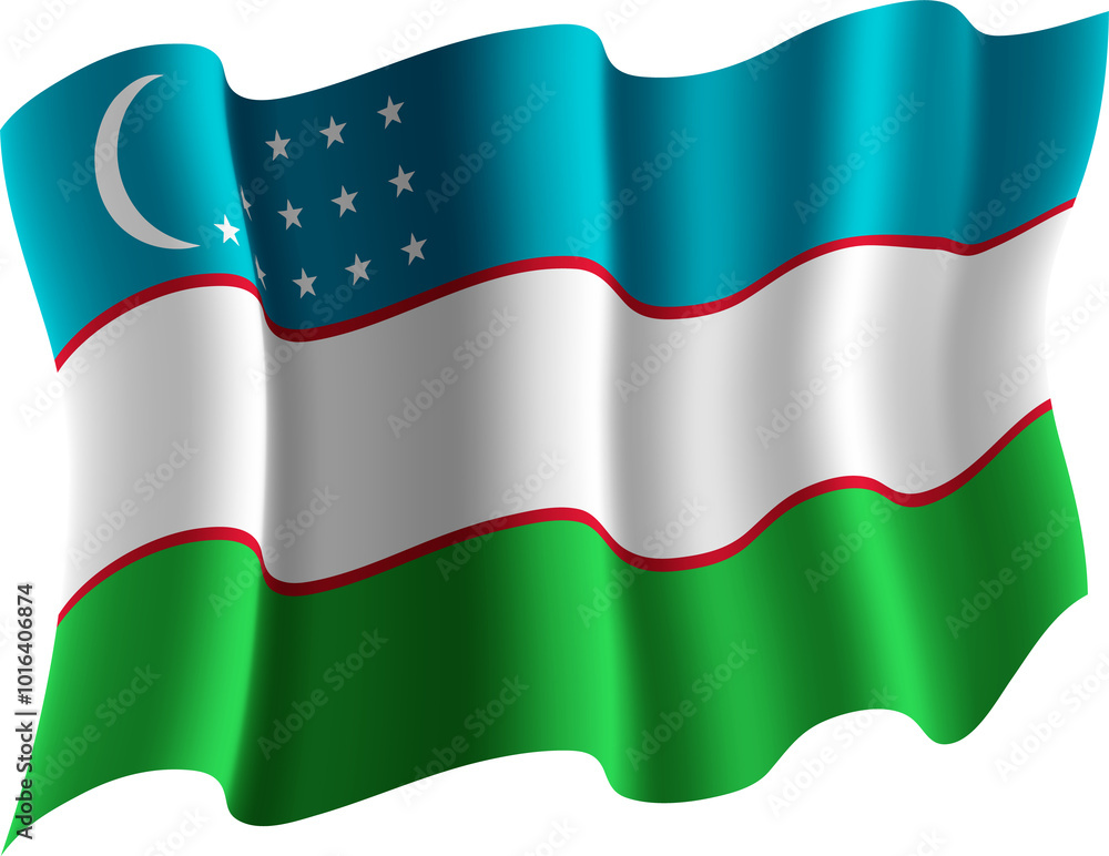 Fototapeta premium Uzbekistan Realistic 3D Waving Flag
