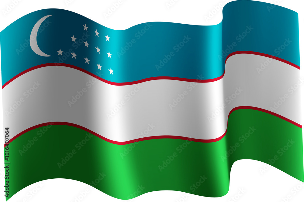 Fototapeta premium Uzbekistan Realistic 3D Waving Flag