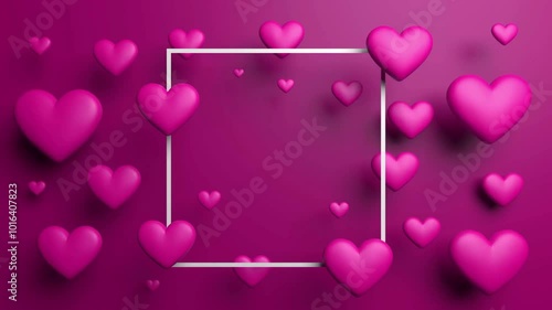 Pink Looped Hearts Background with Frame
