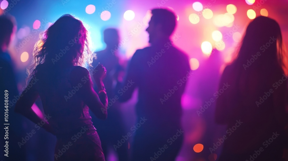 Party in a nightclub person lighting female. Party in a nightclub person lighting female.