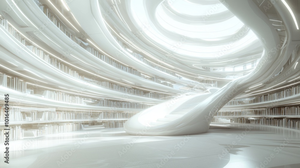 Futuristic Architectural Wonder: Avant-Garde Library of Light and Collaboration Concept Art Futuristic Architectural Wonder: Avant-Garde Library of Light and Collaboration Concept Art
