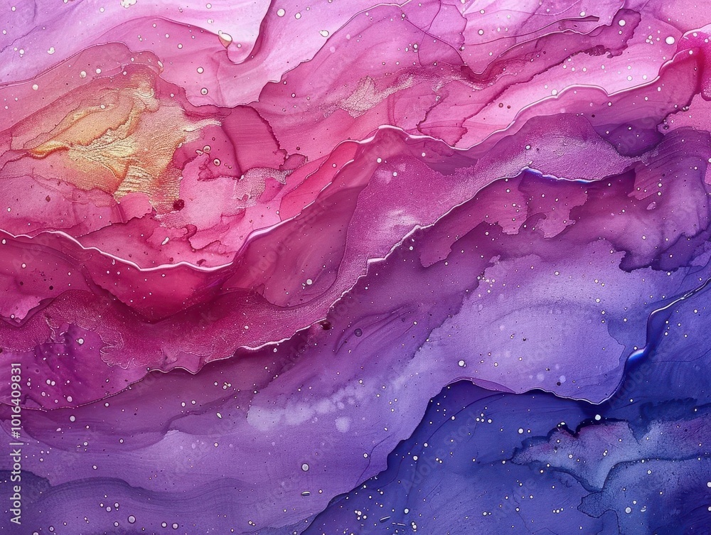 Obraz premium Watercolor textures with metallic accents, artistic and luminous, Digital, Bright hues, Painting, Shimmering beauty