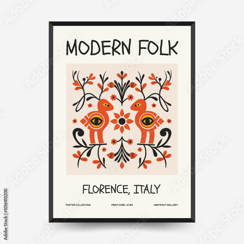 Abstract folk nordic art posters template. Modern trendy minimal style. Hand drawn design for wallpaper, wall decor, print, postcard, cover, template, banner.