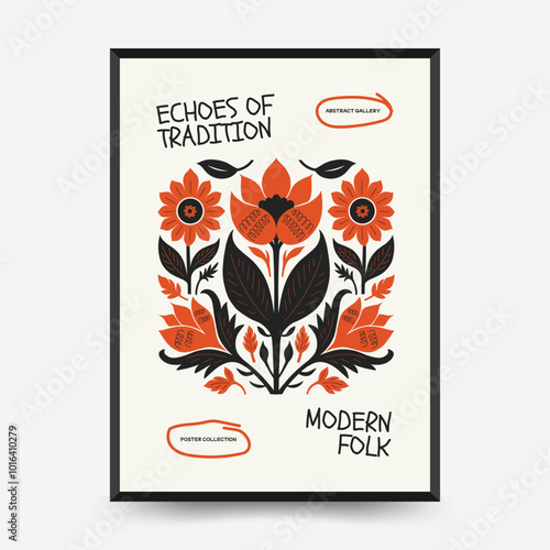 Abstract folk nordic art posters template. Modern trendy minimal style. Hand drawn design for wallpaper, wall decor, print, postcard, cover, template, banner.