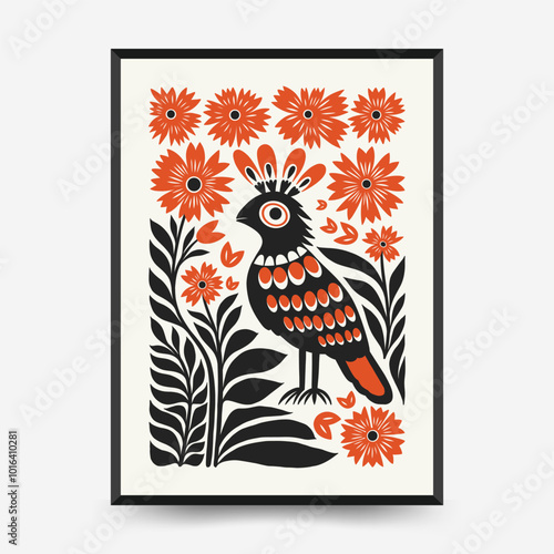 Abstract folk nordic art posters template. Modern trendy minimal style. Hand drawn design for wallpaper, wall decor, print, postcard, cover, template, banner.