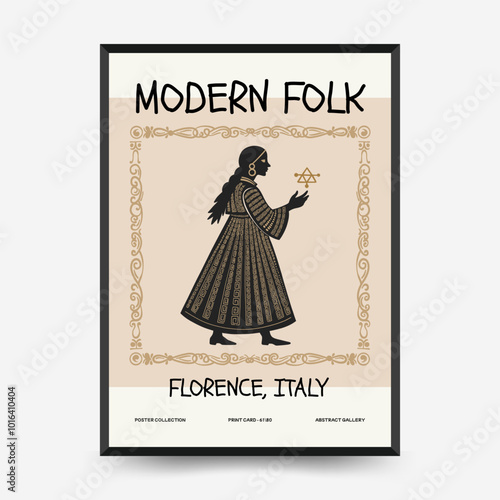 Abstract folk nordic art posters template. Modern trendy minimal style. Hand drawn design for wallpaper, wall decor, print, postcard, cover, template, banner.