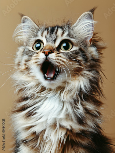 A majestic, long-haired cat...