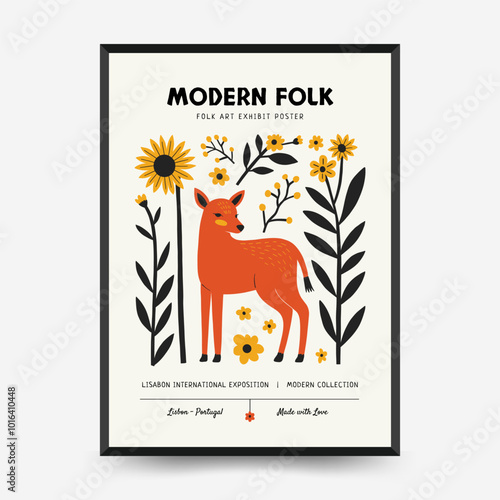 Abstract folk nordic art posters template. Modern trendy minimal style. Hand drawn design for wallpaper, wall decor, print, postcard, cover, template, banner.