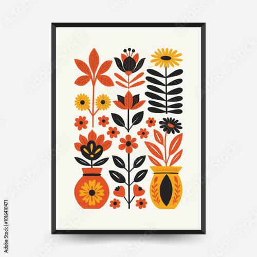 Abstract folk nordic art posters template. Modern trendy minimal style. Hand drawn design for wallpaper, wall decor, print, postcard, cover, template, banner.