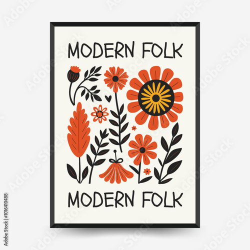 Abstract folk nordic art posters template. Modern trendy minimal style. Hand drawn design for wallpaper, wall decor, print, postcard, cover, template, banner.