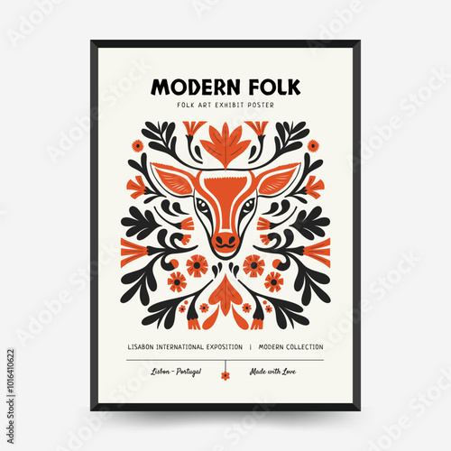 Abstract folk nordic art posters template. Modern trendy minimal style. Hand drawn design for wallpaper, wall decor, print, postcard, cover, template, banner.