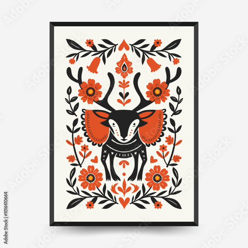 Abstract folk nordic art posters template. Modern trendy minimal style. Hand drawn design for wallpaper, wall decor, print, postcard, cover, template, banner.