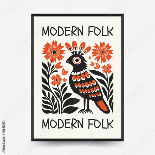 Abstract folk nordic art posters template. Modern trendy minimal style. Hand drawn design for wallpaper, wall decor, print, postcard, cover, template, banner.