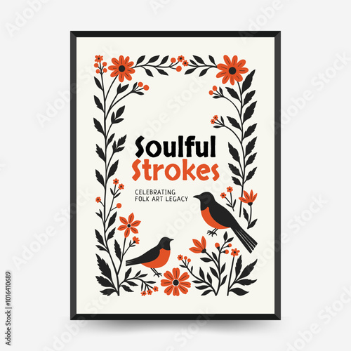 Abstract folk nordic art posters template. Modern trendy minimal style. Hand drawn design for wallpaper, wall decor, print, postcard, cover, template, banner.