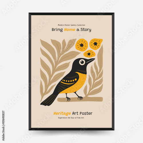Abstract folk nordic art posters template. Modern trendy minimal style. Hand drawn design for wallpaper, wall decor, print, postcard, cover, template, banner.