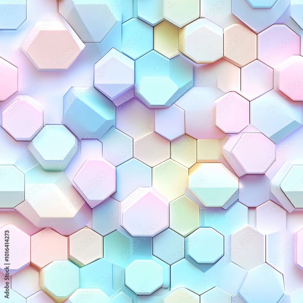 Tile image, An abstract background with a mosaic of pastel-colored hexagons Tile image, An abstract background with a mosaic of pastel-colored hexagons