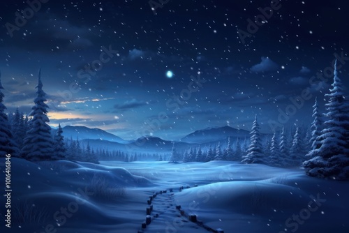 Night Time Scenery Images Winter Snowy Landscape landscape night snow.