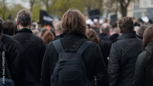 Wallpaper Mural Rear view of a determined woman participating in a protest, advocate for social change and justice, symbolizing empowerment and the fight for rights in a public demonstration Torontodigital.ca