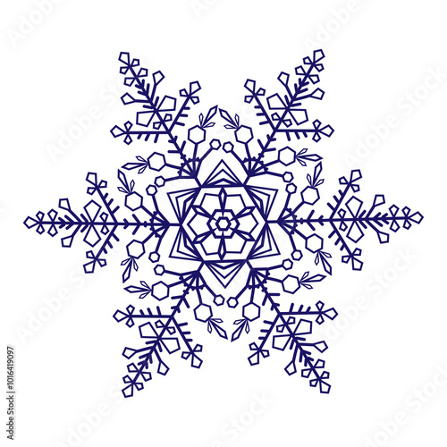 Blue snowflake on white background
