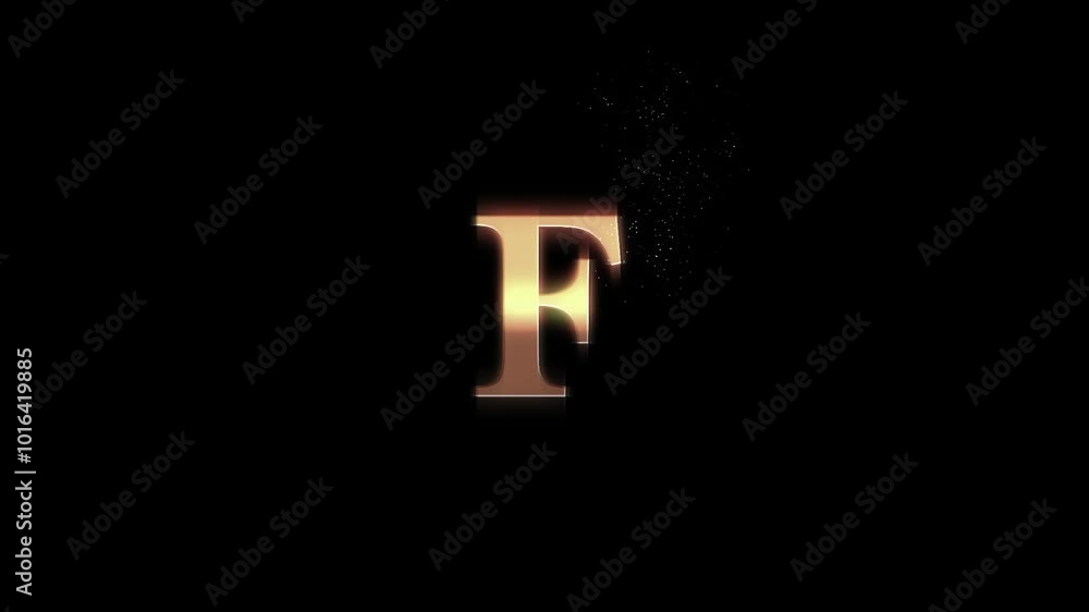 Golden letter F with golden particles, alphabet, alpha channel Golden letter F with golden particles, alphabet, alpha channel