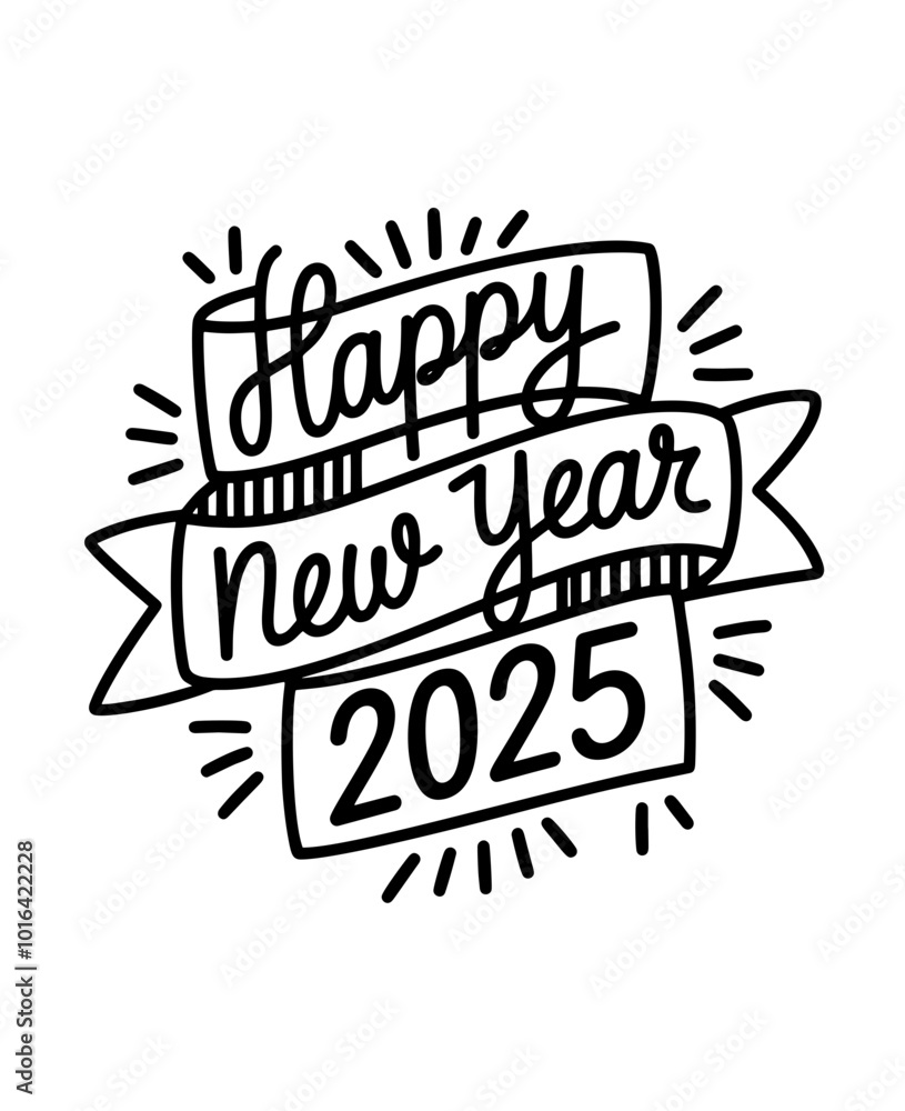2025, lettering, sketch, black, white, new year 2025, lettering, sketch, black, white, new year